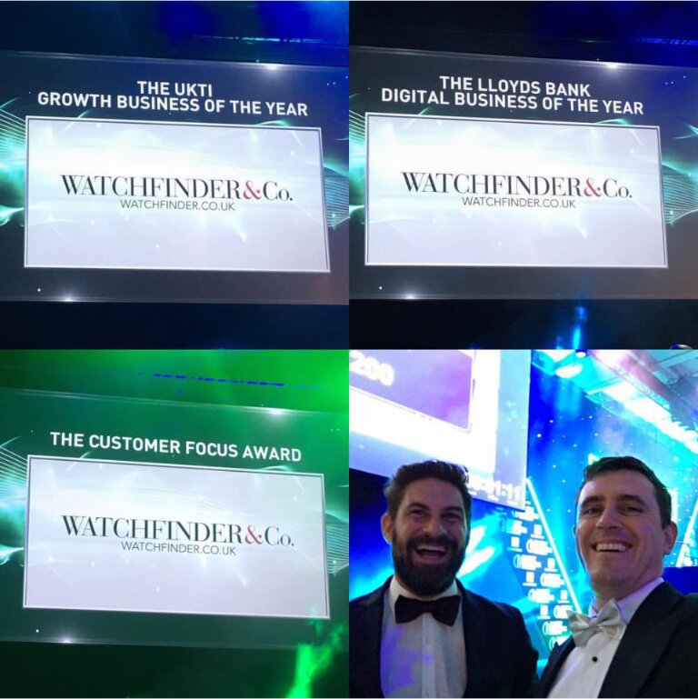 The three Watchfinder nominations on the big screen, and me with co-founder Lloyd Amsdon
